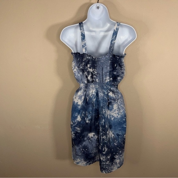 XS BLUE TIE DYE SLEEVELESS DRESS WOMENS SQUARE NECKLINE - Picture 4 of 10